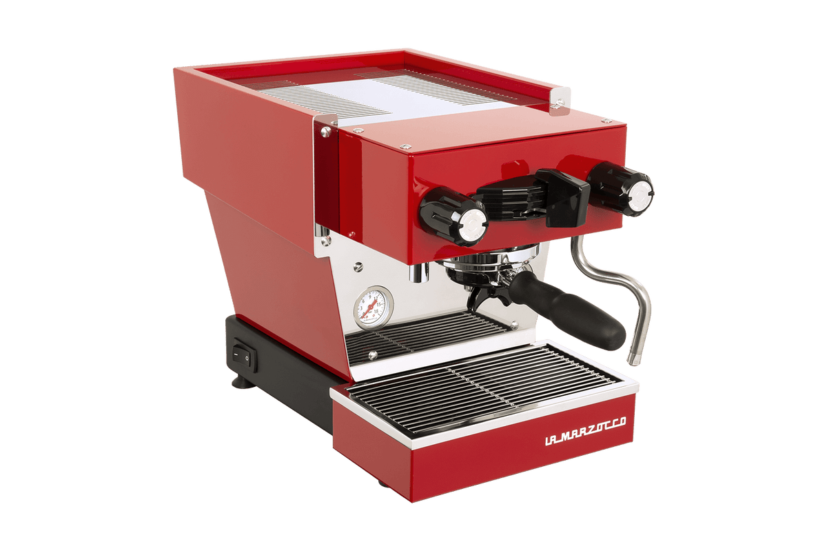 La Marzocco Linea Micra espresso machine in red, shown in Crack’s product catalogue